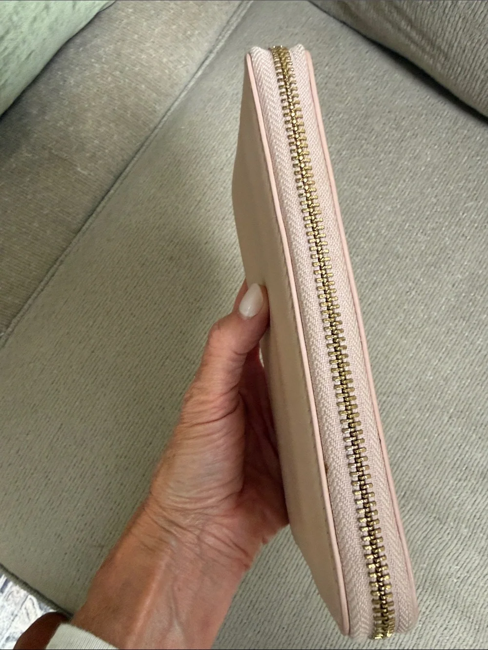 Tory Burch Blush Leather Zip Wallet with Logo